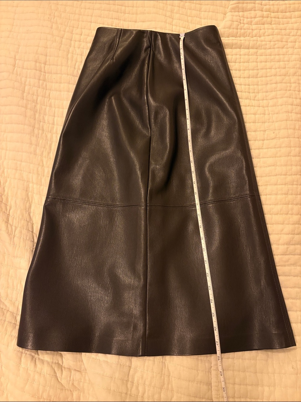 Aritzia Black Faux Leather A-Line Midi Skirt